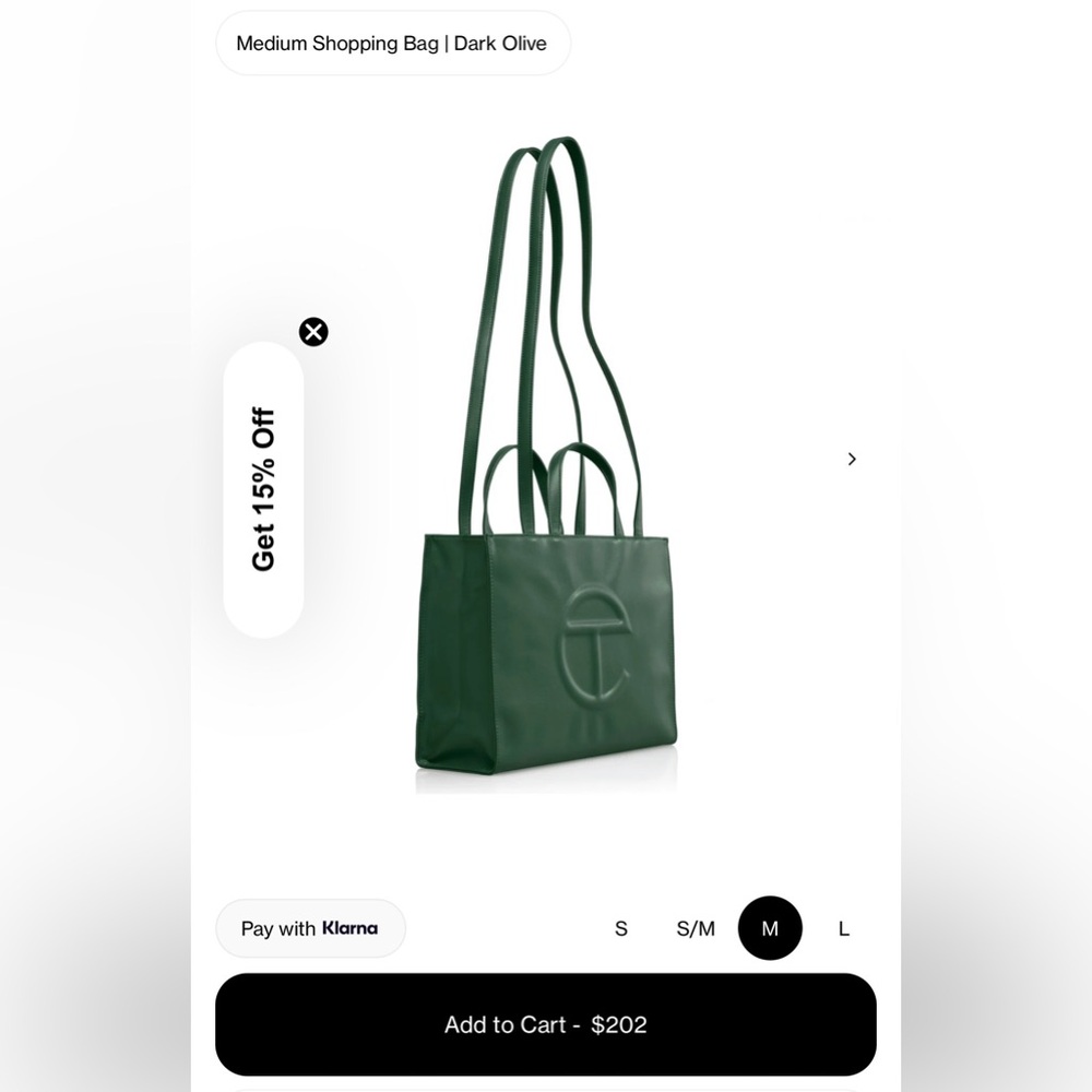 Telfar shopping bag green medium